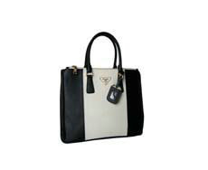 2014 Prada saffiano calfskin tote bag BN1786 black&white